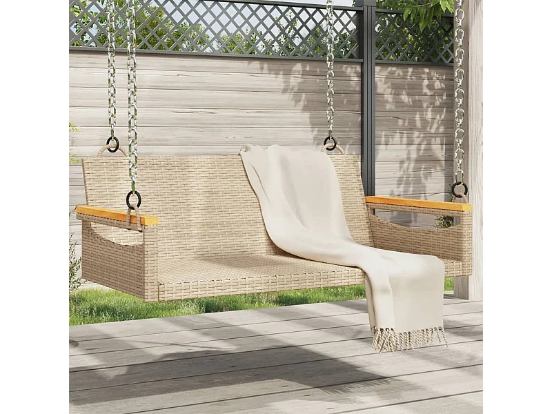 Balancelle beige 109x62x40 cm résine tressée