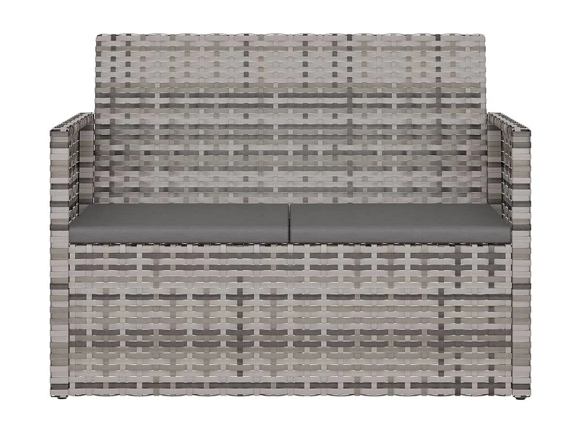 Tuinbank met kussens 105 cm poly rattan grijs
