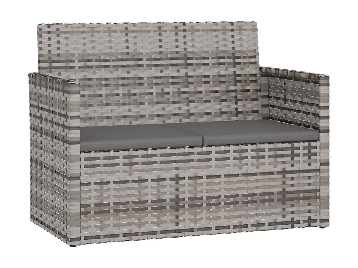 Gartenbank mit Kissen Grau 105 cm Poly Rattan