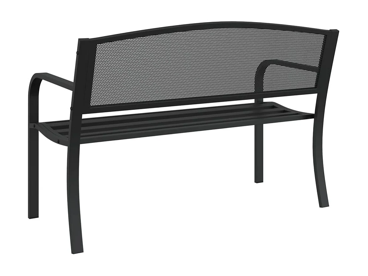 Panchina da Giardino 119 cm Nera in Acciaio
