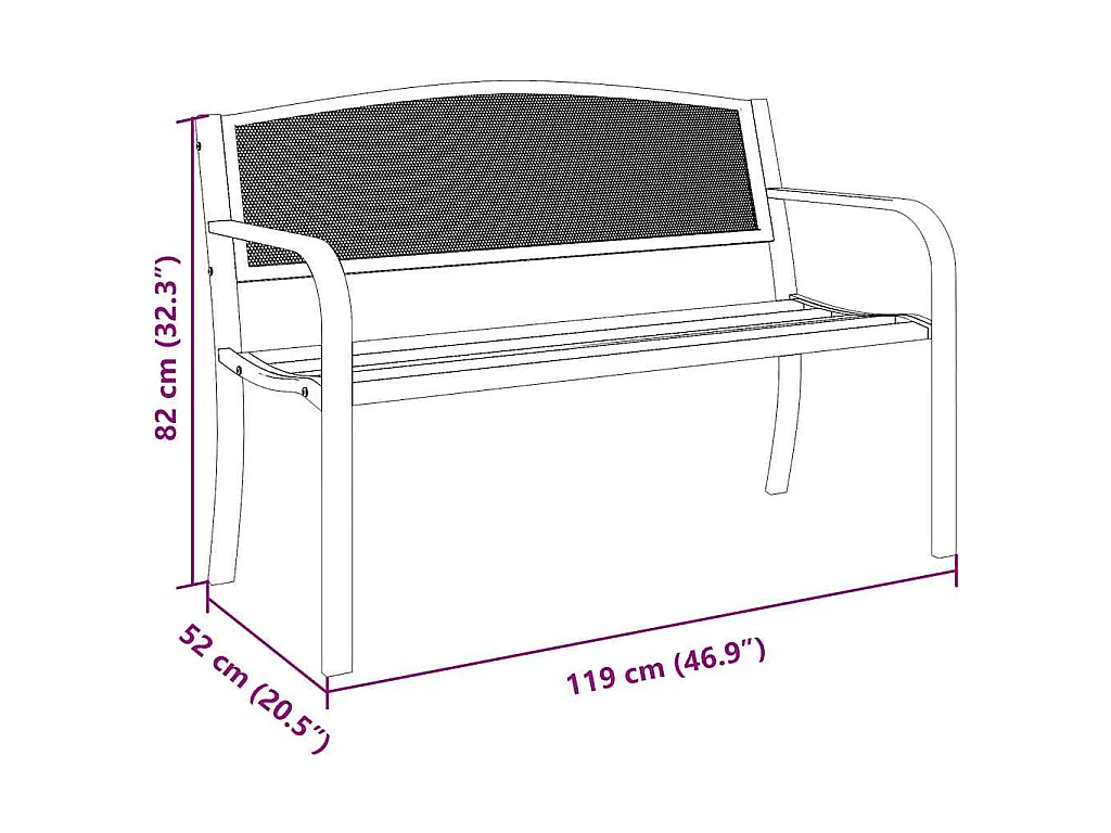 Gartenbank 119 cm Schwarz Stahl