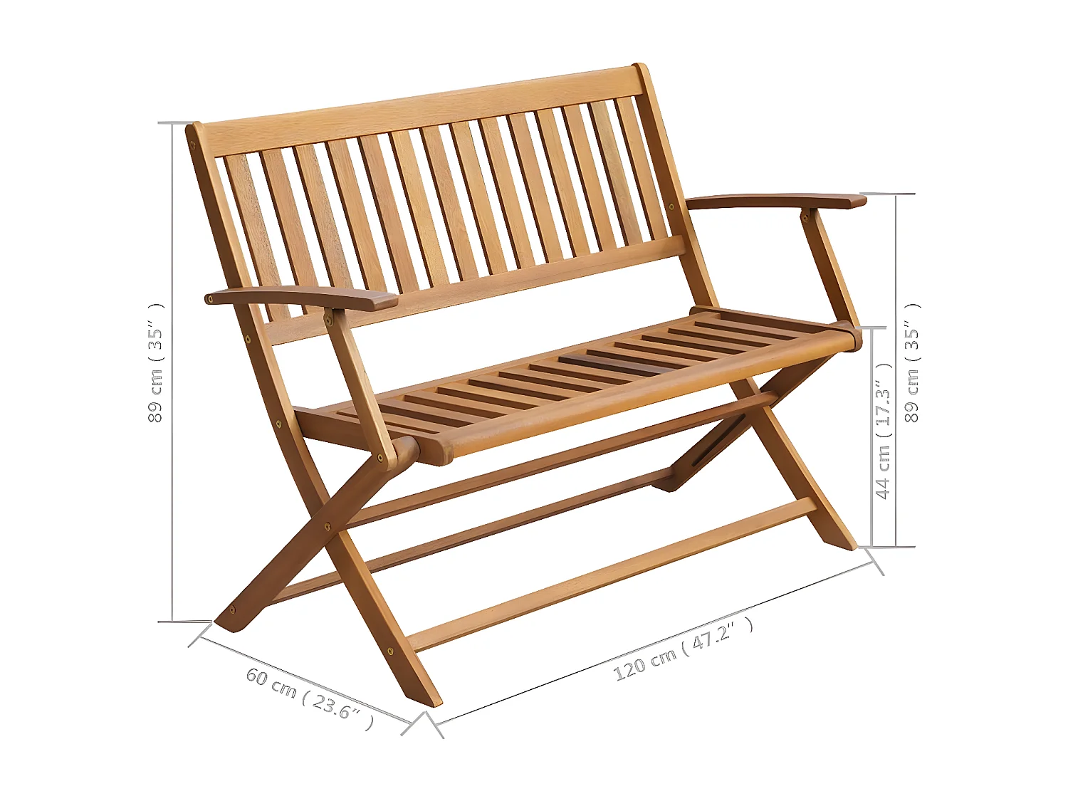 Banc de jardin avec coussin 120 cm Bois d'acacia massif