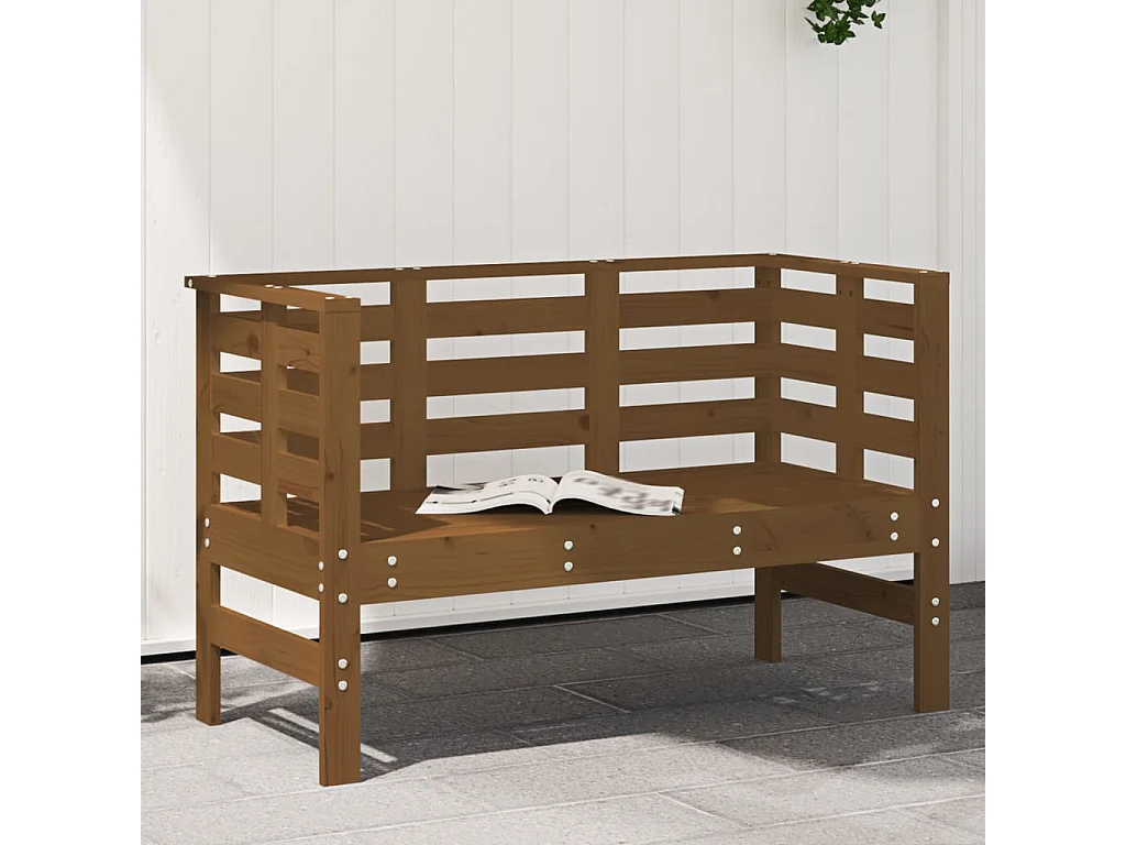 Banc de jardin marron miel 111,5x53x71 cm bois massif de pin