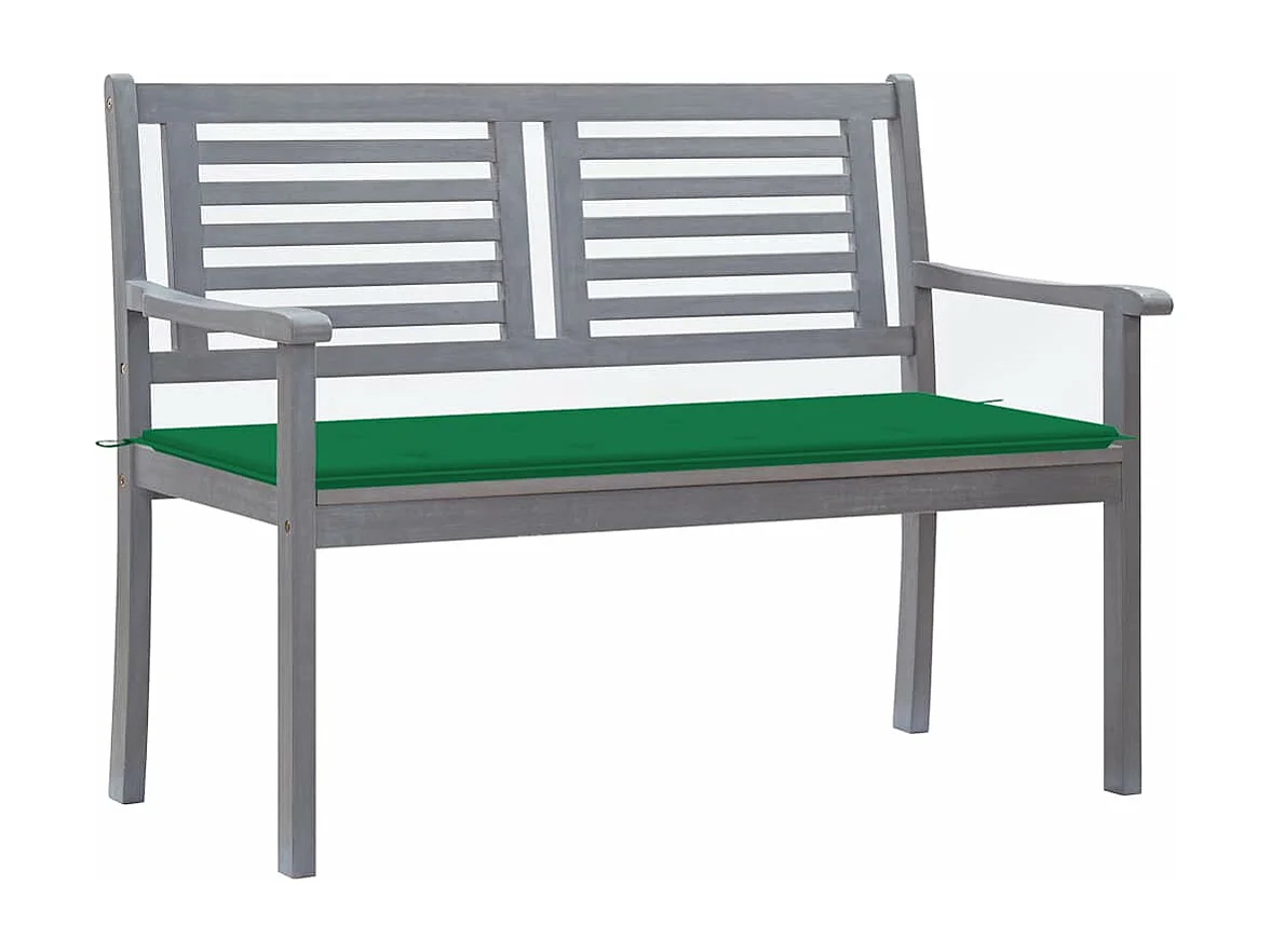 2-Sitzer-Gartenbank mit Auflage 120 cm Grau Eukalyptusholz