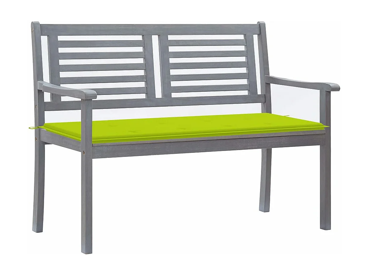 Banc de jardin 2 places avec coussin 120 cm Gris Eucalyptus