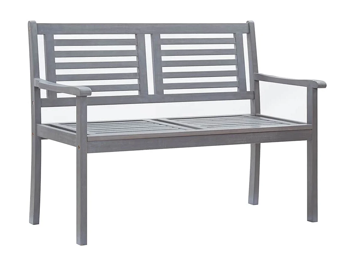Banc de jardin 2 places avec coussin 120 cm Gris Eucalyptus