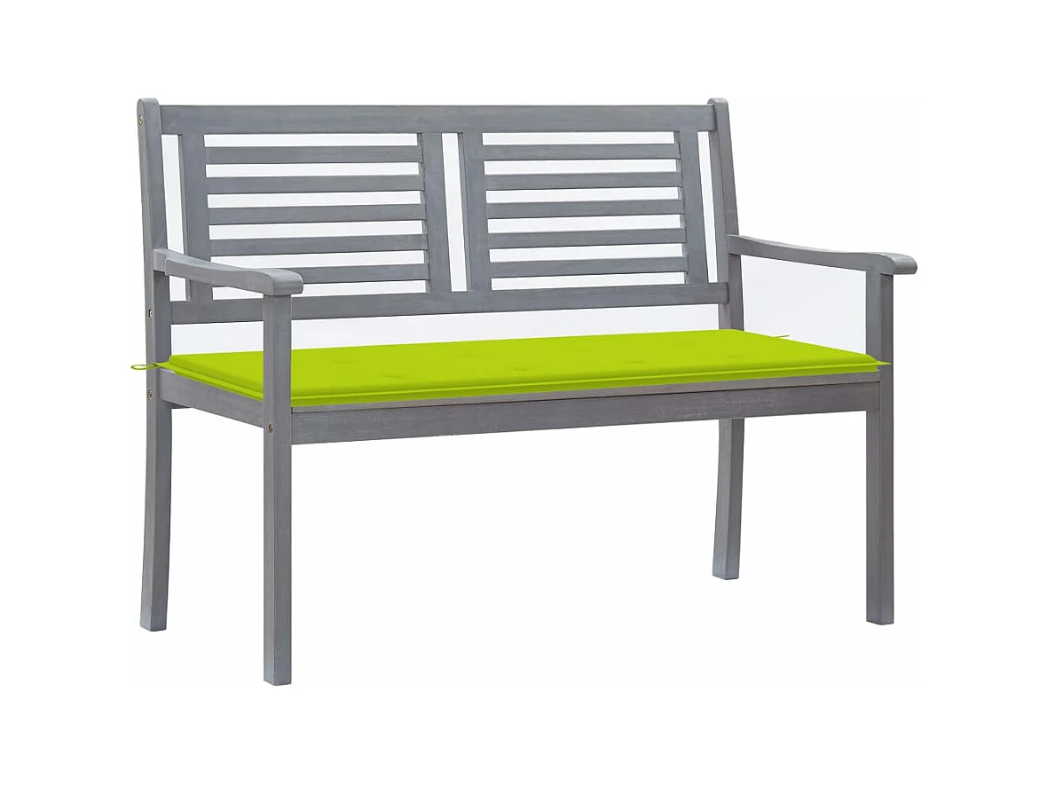 Banc de jardin 2 places avec coussin 120 cm Gris Eucalyptus