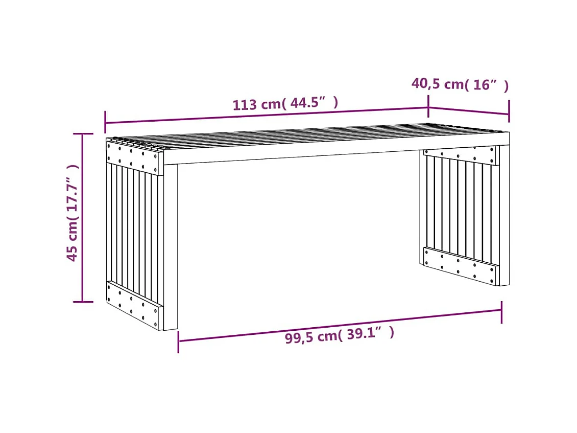 Banco de jardín extensible madera pino blanco 212,5x40,5x45 cm