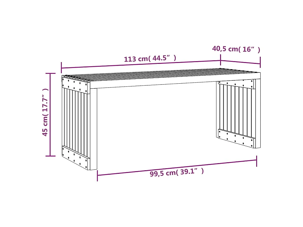 Tuinbankje verlengbaar 212,5x40,5x45 cm massief grenenhout wit