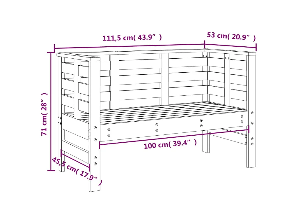 Gartenbank 111,5x53x71 cm Massivholz Douglasie