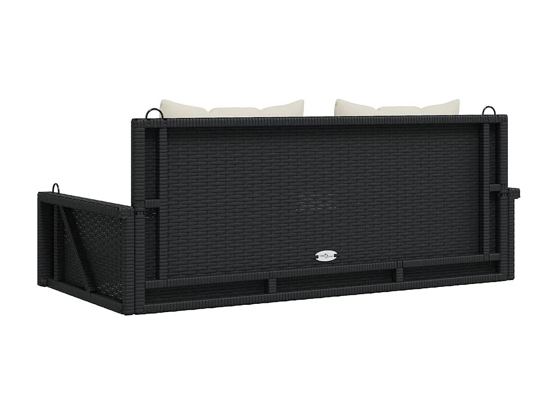 Schommelbank met kussens 119x56x48 cm poly rattan zwart