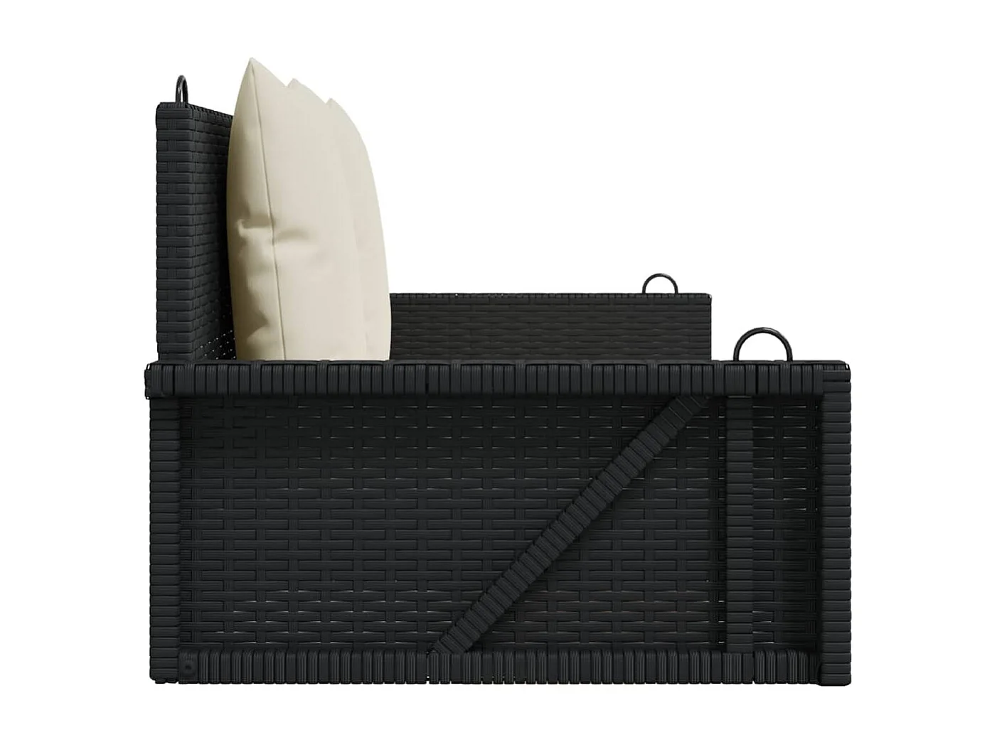 Schaukelbank mit Kissen Schwarz 119 x 56 x 48 cm Poly Rattan