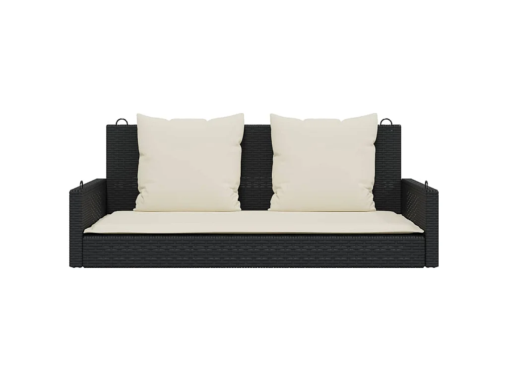 Banc à bascule avec coussins Noir 119 x 56 x 48 cm Résine tressée