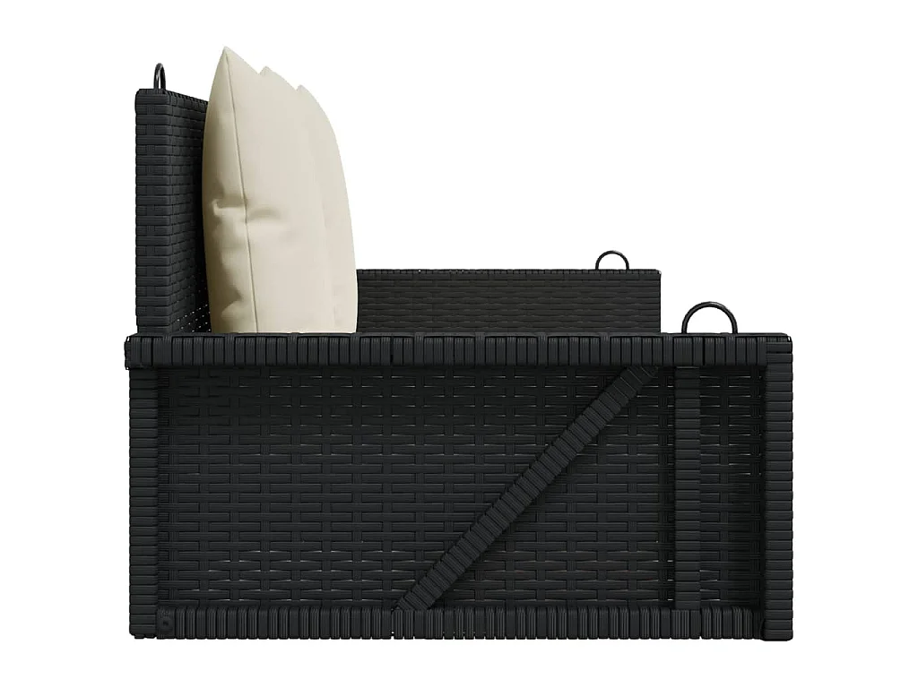 Banc à bascule avec coussins Noir 119 x 56 x 48 cm Résine tressée