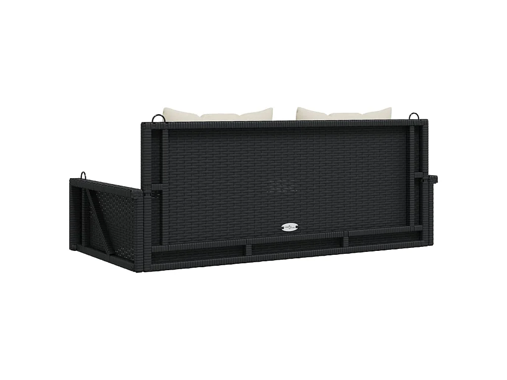 Banc à bascule avec coussins Noir 119 x 56 x 48 cm Résine tressée