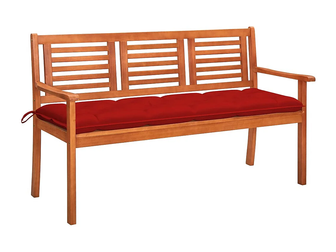 Banc de jardin 3 places avec coussin 150 cm Bois d'eucalyptus