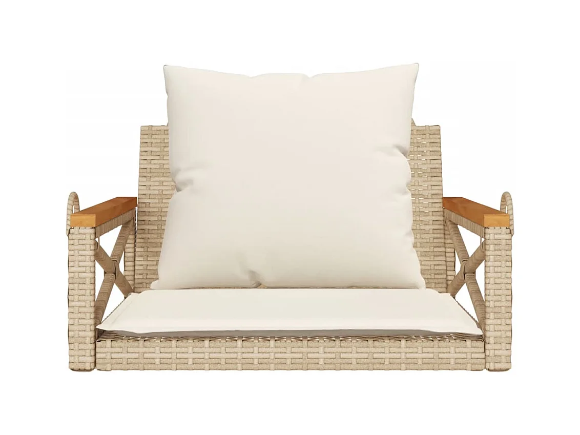 Balancelle avec coussins beige 63x62x40 cm résine tressée