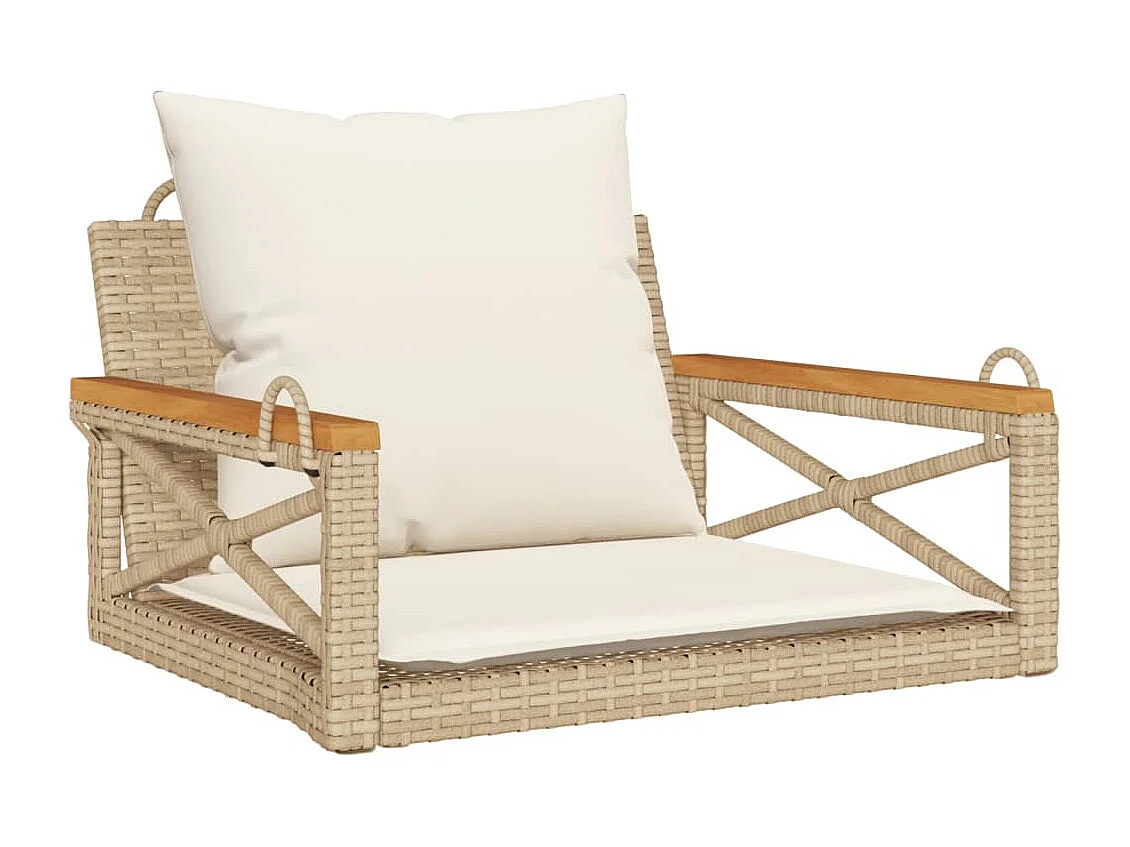 Panchina a Dondolo con Cuscini Beige 63x62x40 cm in Polyrattan