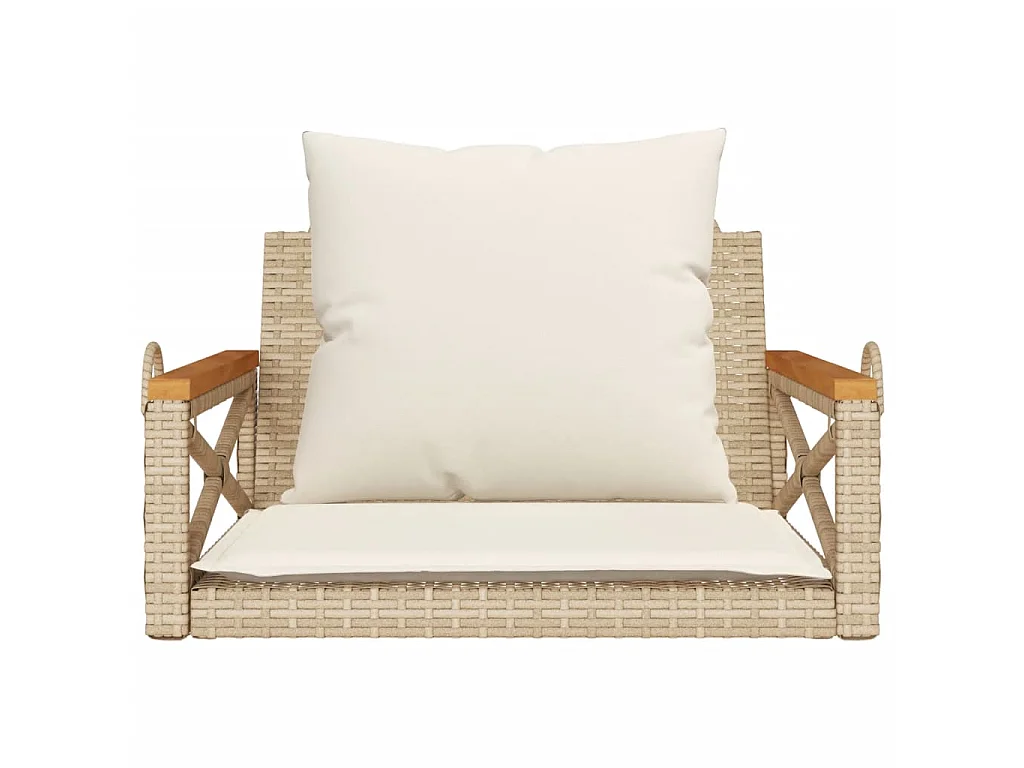 Schommelbank met kussens 63x62x40 cm poly rattan beige