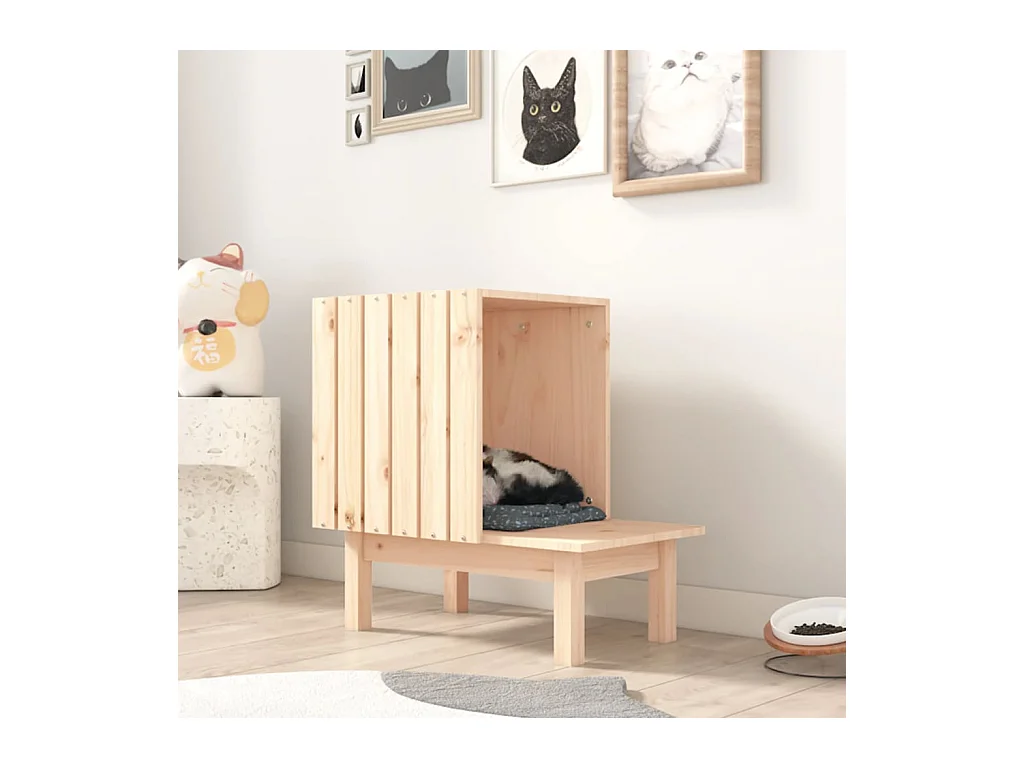 Maison pour chat 60x36x60 cm Bois de pin massif