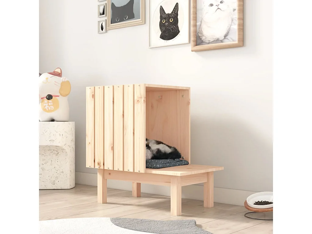 Maison pour chat 60x36x60 cm Bois de pin massif