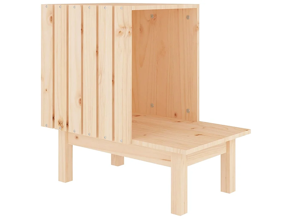 Casetta per Gatti 60x36x60 cm in Legno Massello di Pino