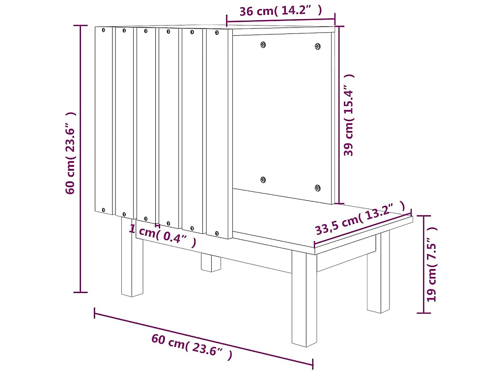Casetta per Gatti 60x36x60 cm in Legno Massello di Pino