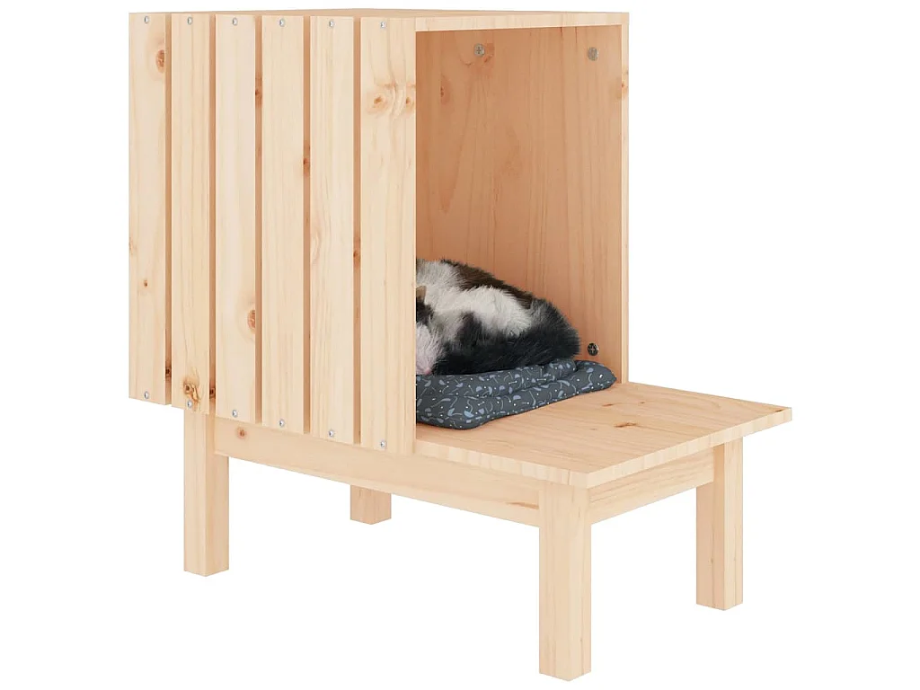 Casetta per Gatti 60x36x60 cm in Legno Massello di Pino