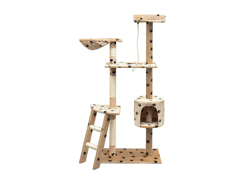 Katzen-Kratzbaum Sisal 150 cm Beige mit Pfoten-Aufdruck