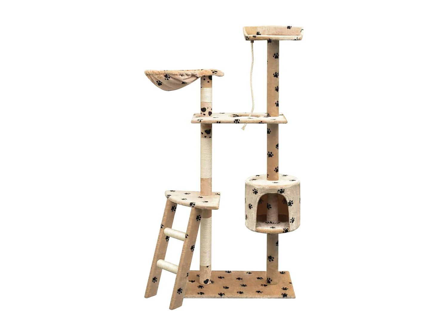 Katzen-Kratzbaum Sisal 150 cm Beige mit Pfoten-Aufdruck