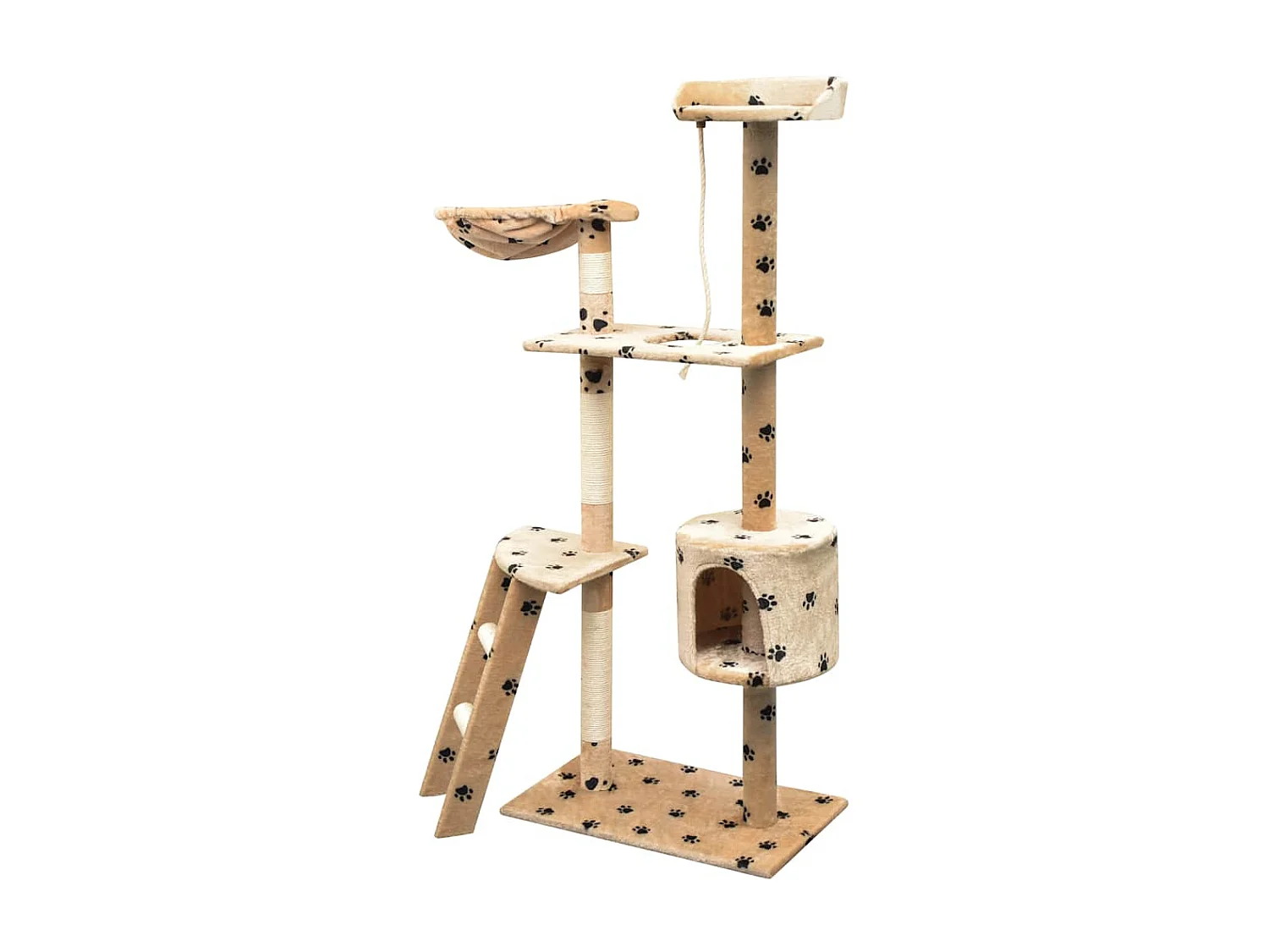 Katzen-Kratzbaum Sisal 150 cm Beige mit Pfoten-Aufdruck