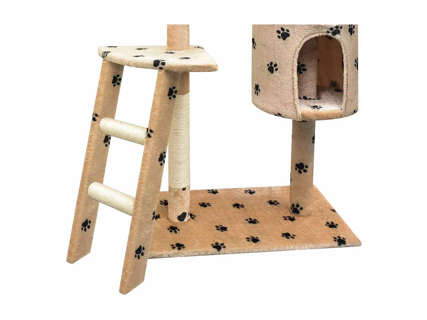 Katzen-Kratzbaum Sisal 150 cm Beige mit Pfoten-Aufdruck