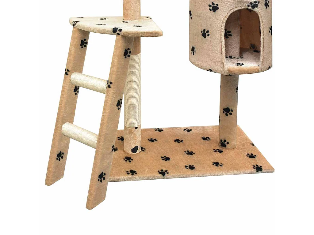 Albero per Gatti Tiragraffi Sisal 150 cm Zampe Stampate Beige