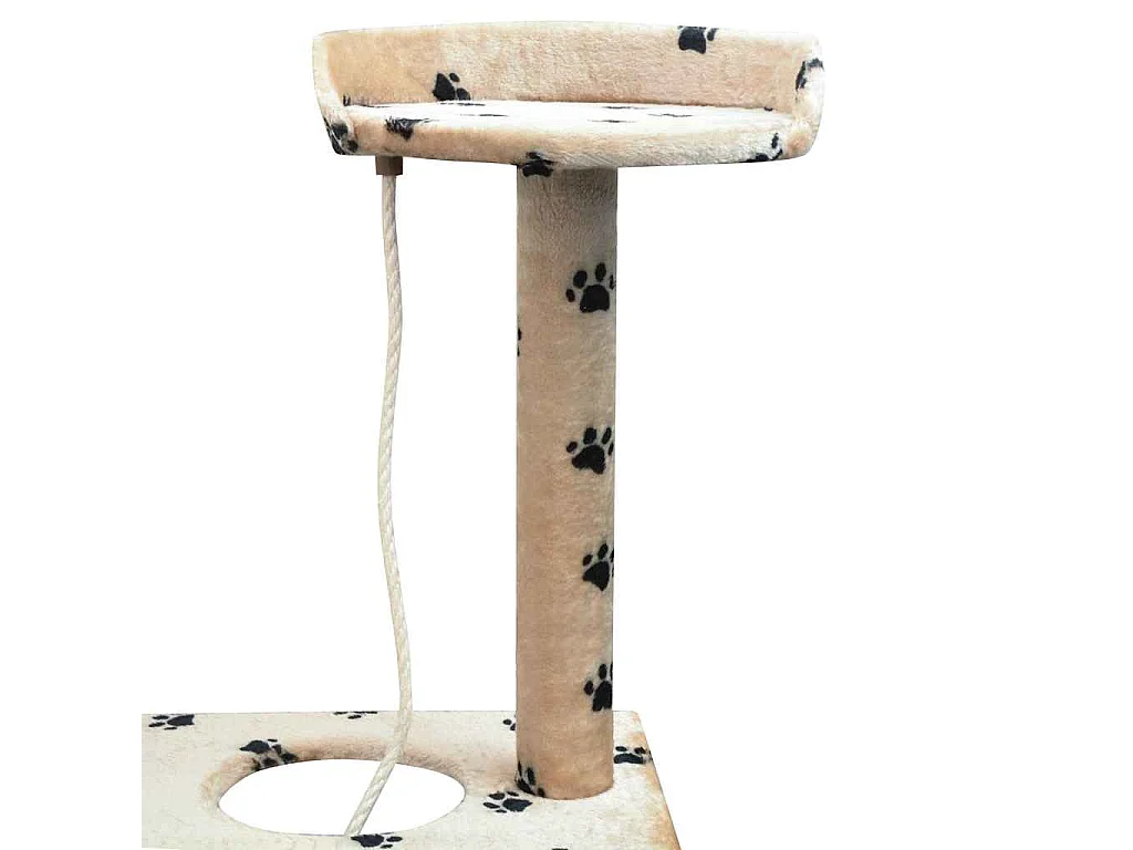 Albero per Gatti Tiragraffi Sisal 150 cm Zampe Stampate Beige