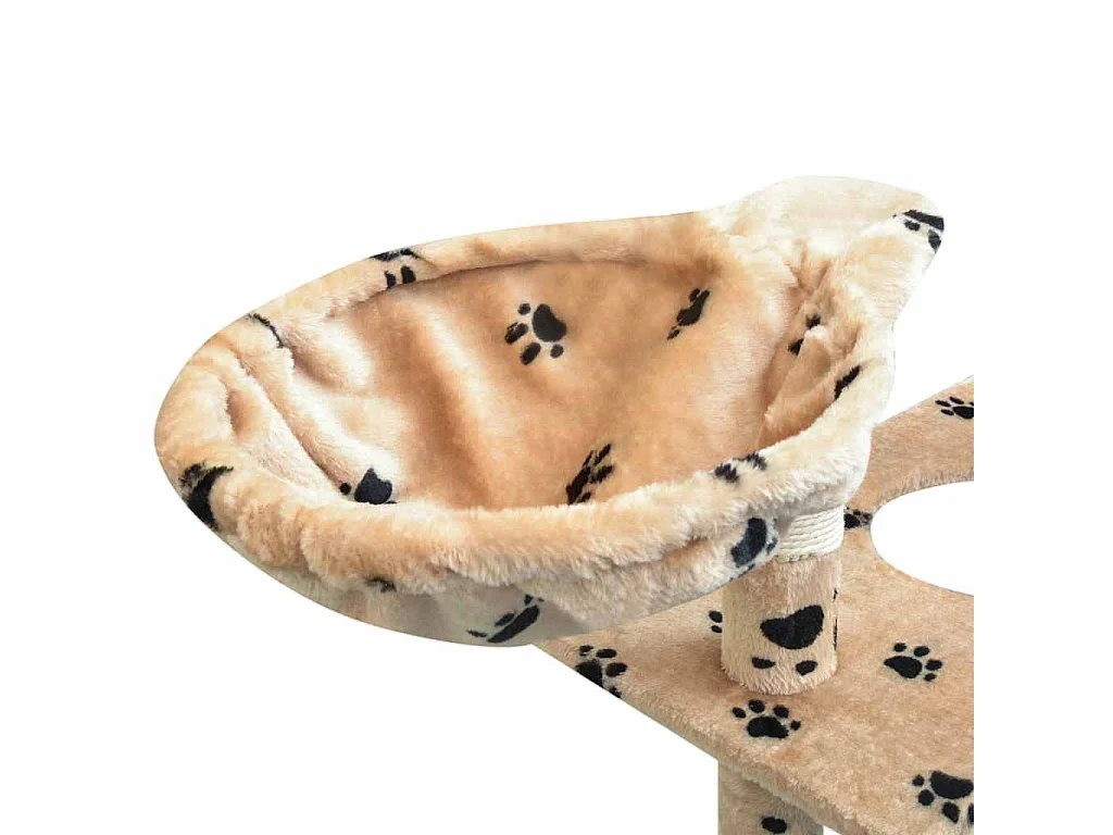 Albero per Gatti Tiragraffi Sisal 150 cm Zampe Stampate Beige