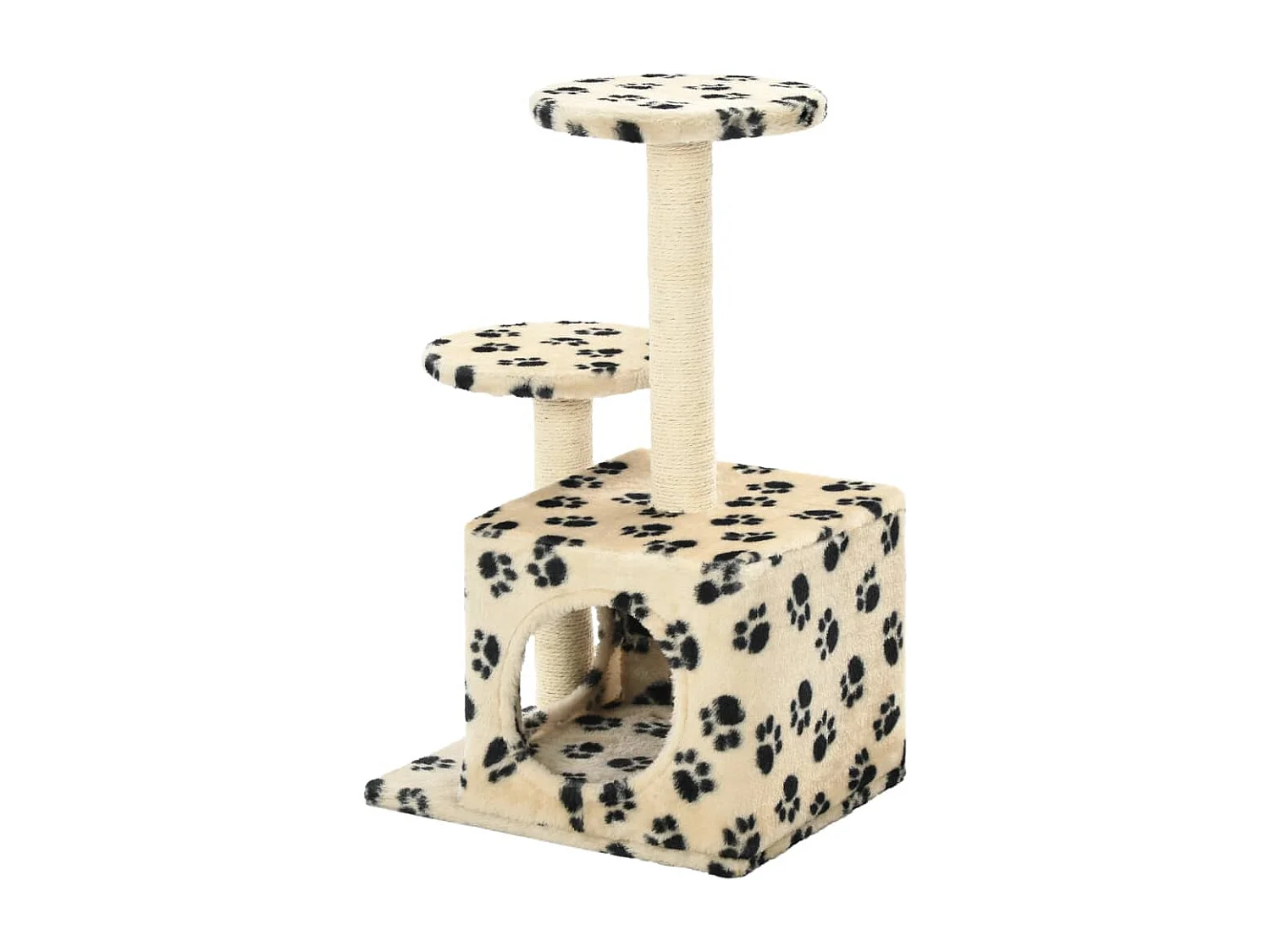 Albero per Gatti e Tiragraffi Sisal 60 cm Zampe Stampate Beige