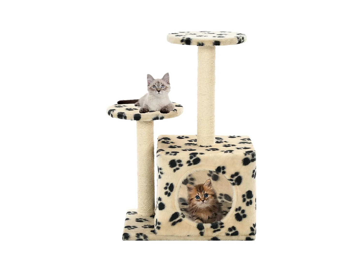 Arbre à chat avec griffoir en sisal 60 cm Beige Motif de pattes