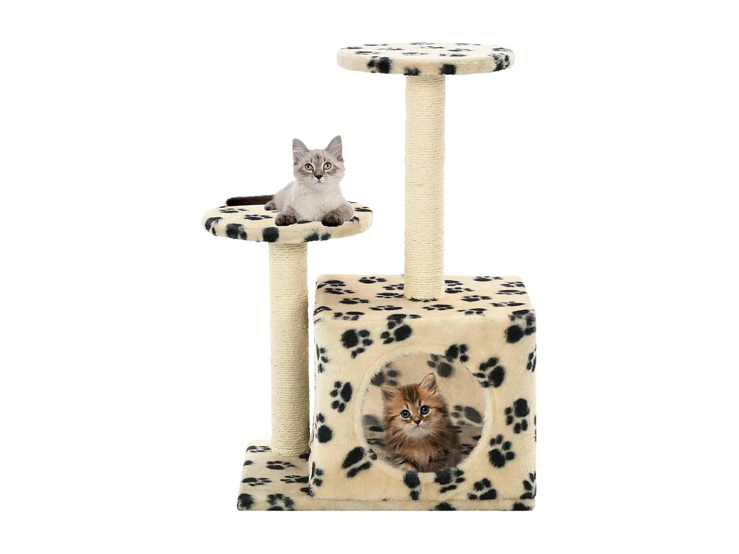Arbre à chat avec griffoir en sisal 60 cm Beige Motif de pattes