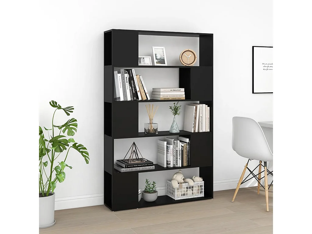 Bibliothèque Séparateur de pièce Noir Bois d'ingénierie