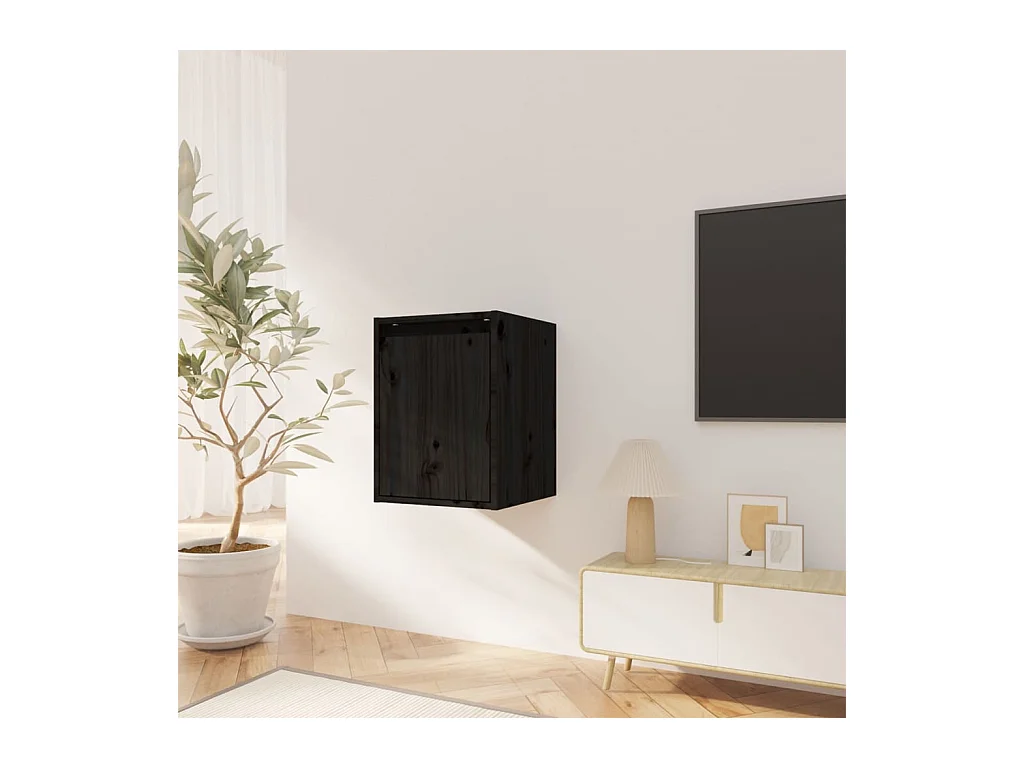Armoires murales Noir 30x30x40 cm Bois de pin massif