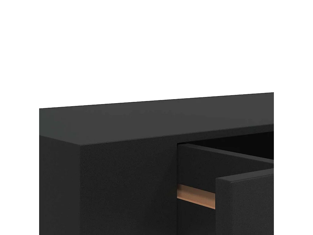 Mensola a Muro Galleggianti con Cassetto Nera 48x25x8 cm