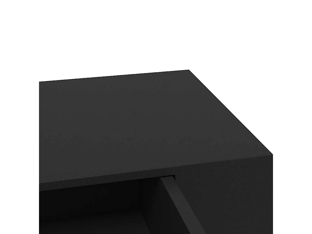 Mensola a Muro Galleggianti con Cassetto Nera 48x25x8 cm