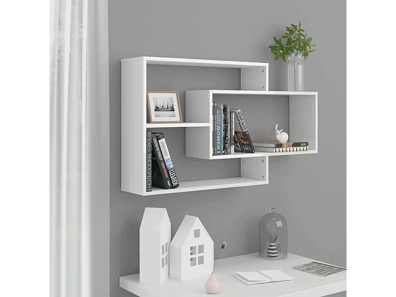 Wandregale Hochglanz-Weiß 104x20x58,5 cm Holzwerkstoff