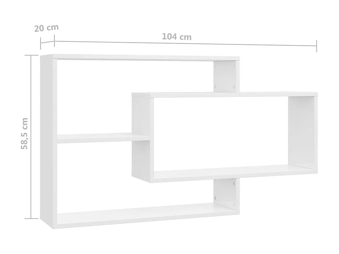 Wandschappen 104x20x58,5 cm bewerkt hout hoogglans wit