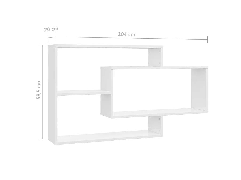 Étagères murales blanc brillant 104x20x58,5 cm bois ingénierie