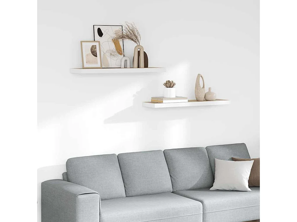 Prateleiras de parede 2 pcs 80x23,5x3,8cm MDF carvalho e branco
