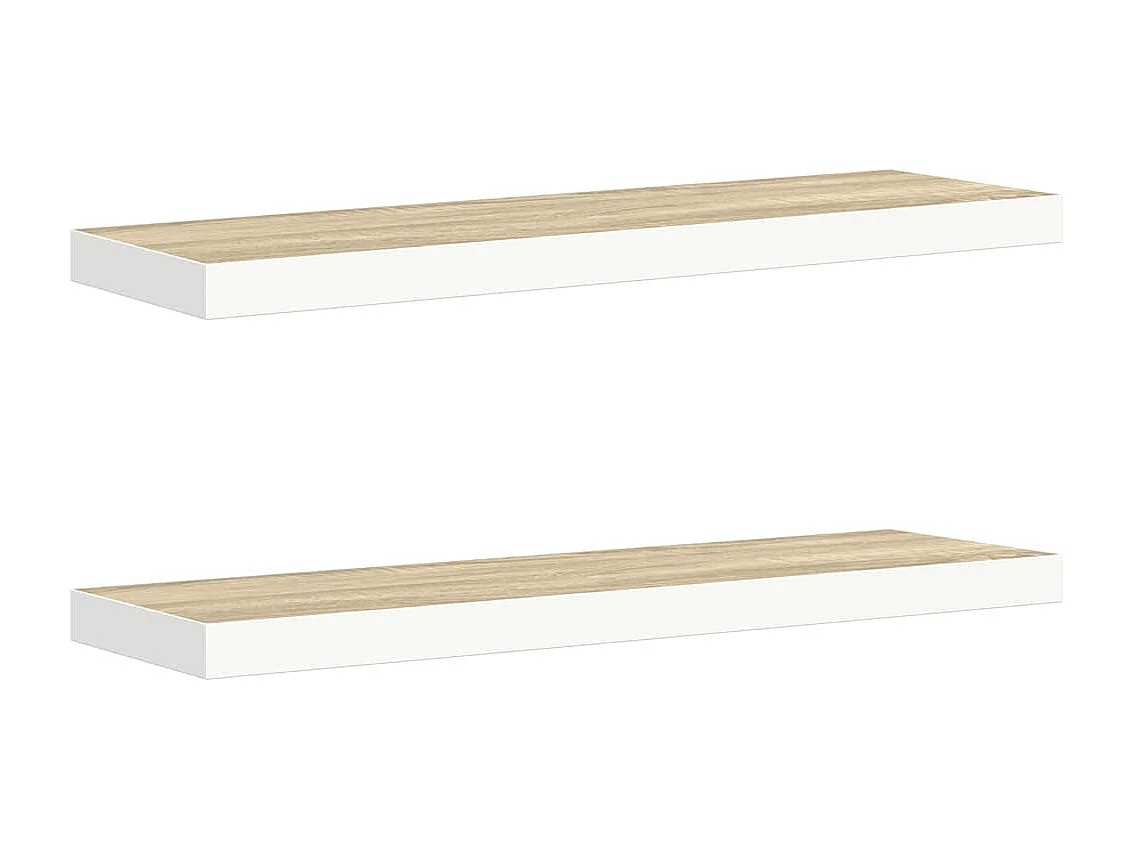 Prateleiras de parede 2 pcs 80x23,5x3,8cm MDF carvalho e branco