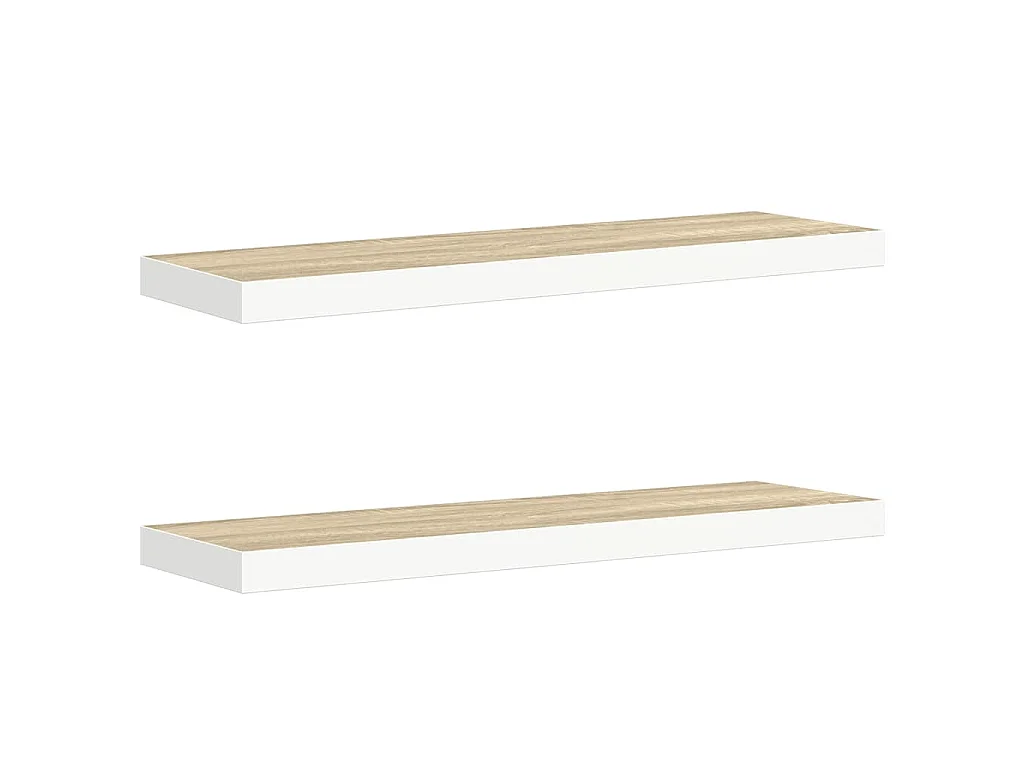 Wandschappen zwevend 2 st 80x23,5x3,8 cm MDF eikenkleurig wit