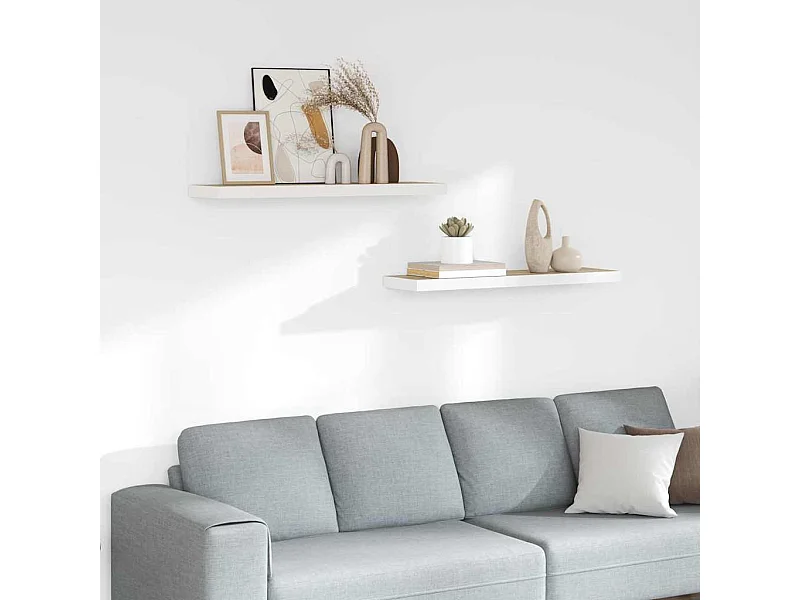 Étagères flottantes 2 pcs chêne et blanc 80x23,5x3,8 cm MDF