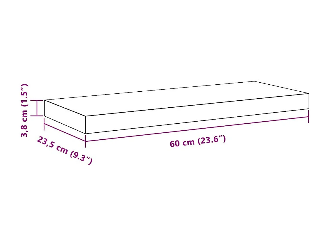 Prateleiras de parede suspensas 2 pcs 60x23,5x3,8cm MDF branco